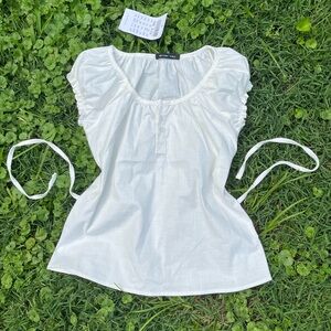 Brandy Melville White Blouse with Tie Details